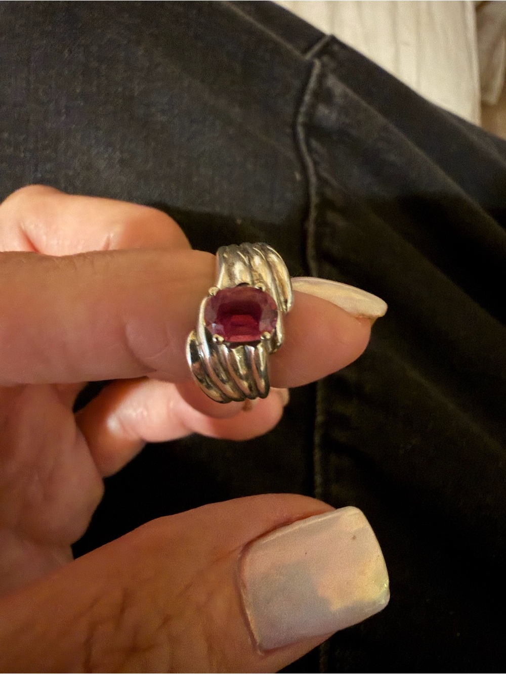 Sterling-silver 925 garnet ring